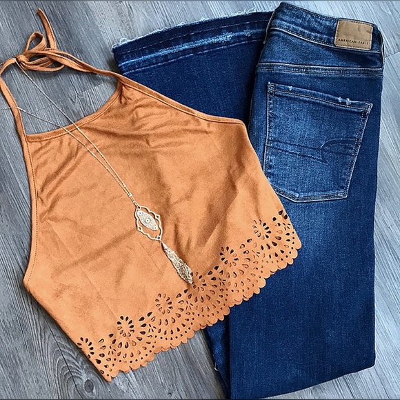 💗SALE! Last one! Cropped Micro Suede Cami Halter - Picture 2 of 6